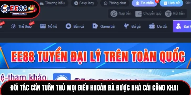 Đối tác cần tuân thủ mọi điều khoản đã được nhà cái công khai